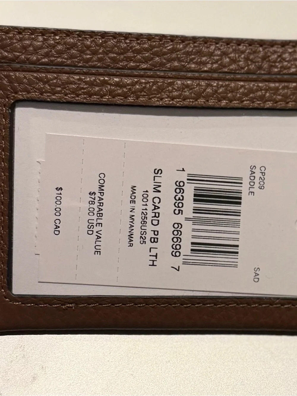 New! Coach Brown Pebbled Leather Card Holder - Men's Slim Wallet